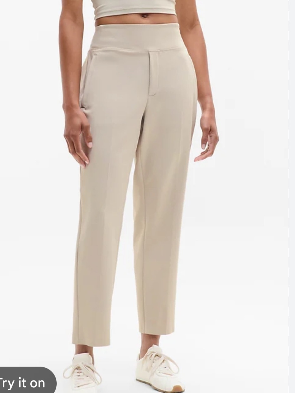Athleta Endless High-Rise Cropped Ankle Pants Light Tan size 18